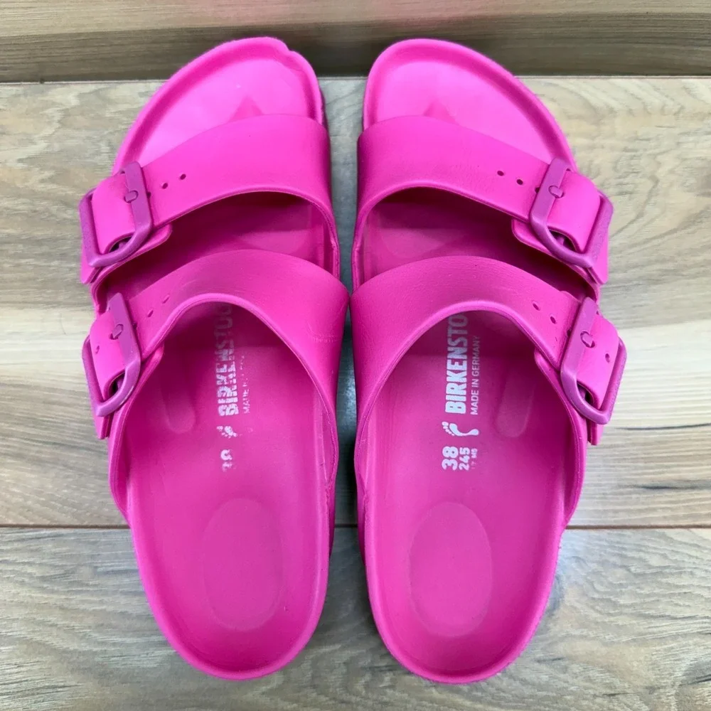 Birkenstock Arizona Eva Hot Pink Sandals Womens 7 N EU 38 Rubber Slides Slip On - Picture 8 of 10